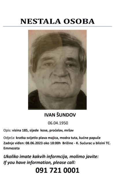 Potraga za nestalim Ivanom Šundovom na području Kaštel Sućurca