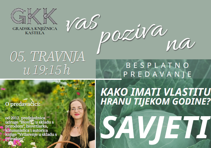 GKK: Predstavljanje knjige Vrtlarenje u skladu s prirodom i razmjena sjemenja starih sorti voća i povrća