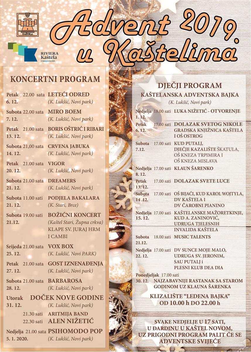 Obavijest o izmjenama u programu manifestacije „Advent u Kaštelima 2019.“