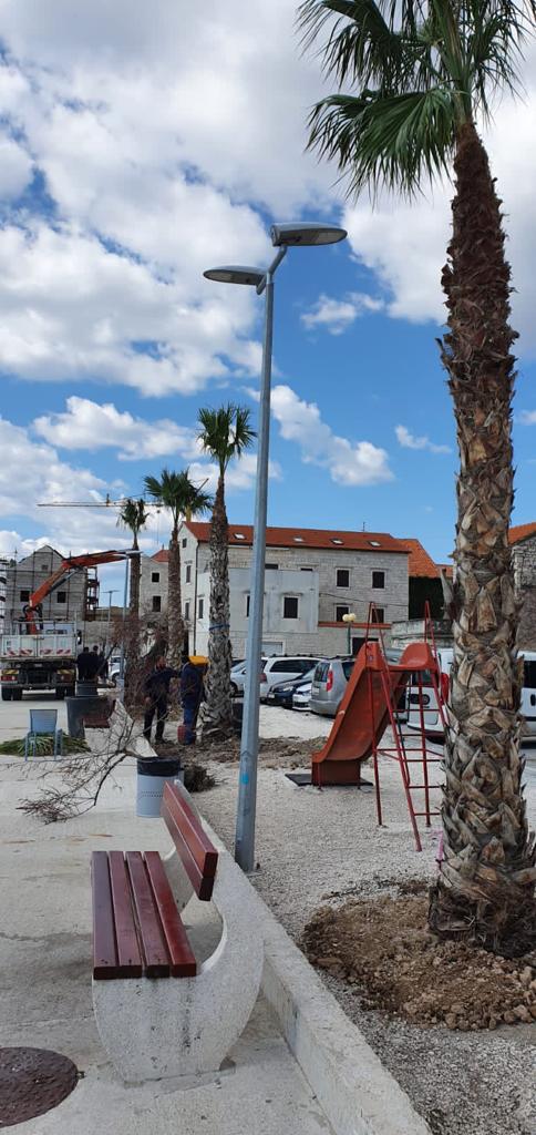 Posađene palme na obali u Kaštel Štafiliću