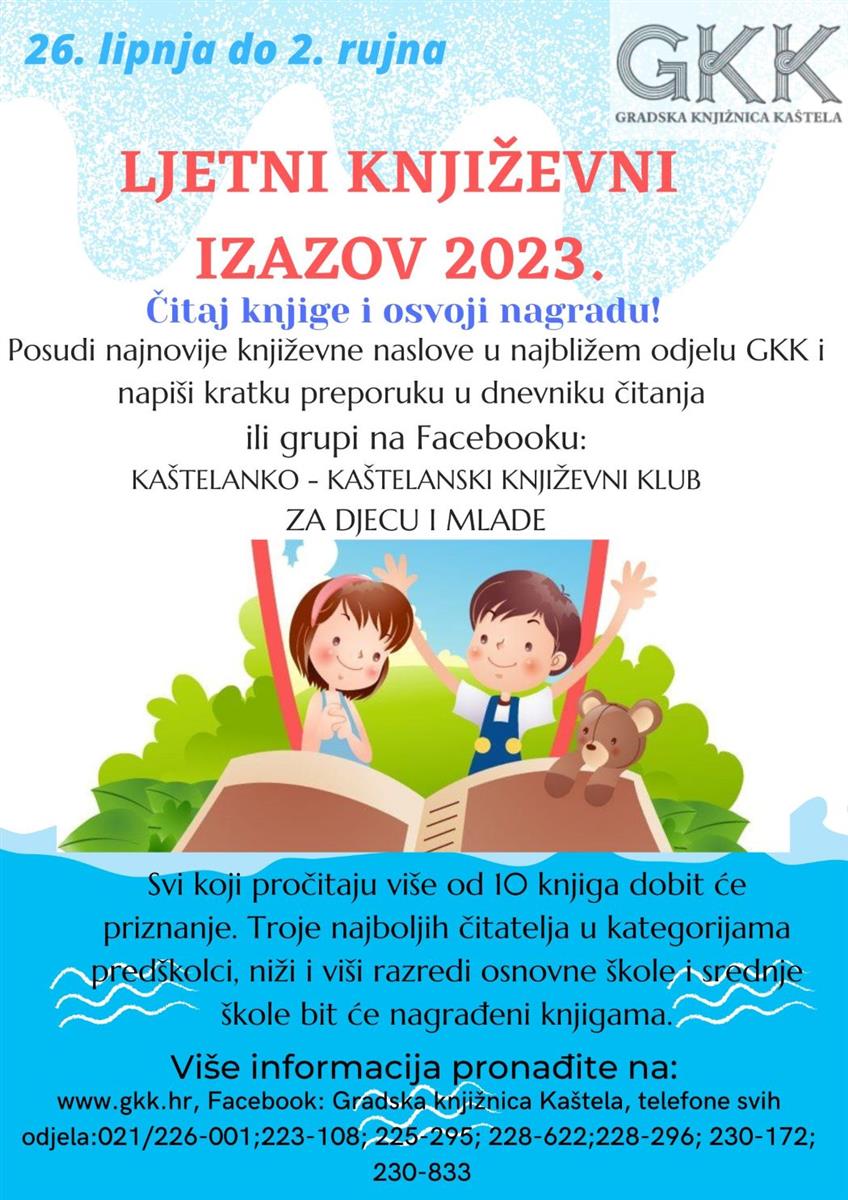 Ljetni književni izazov Gradske knjižnice Kaštela – čitaj knjige i osvoji nagradu – dodjela nagrada