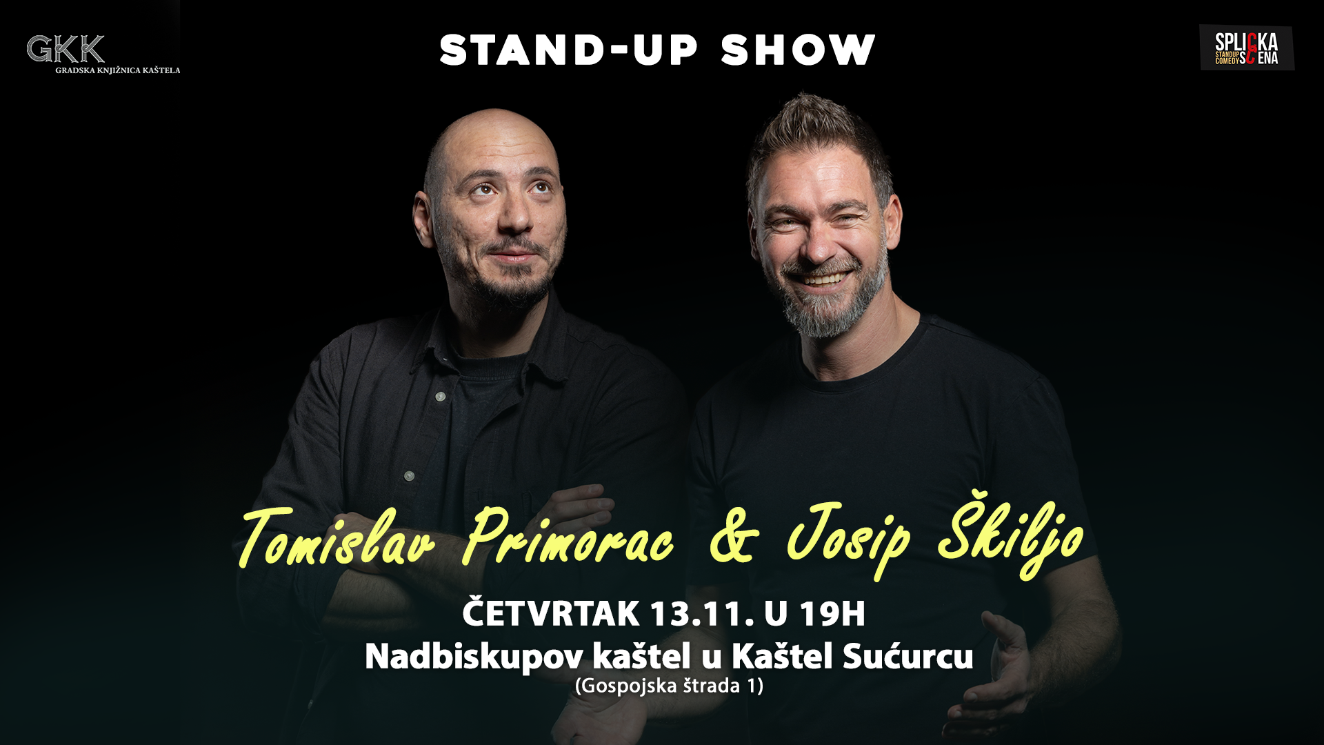Splickascena Stand Up Show Tomislav Primorac Josip Škiljo Gkk Gradska Knjižnica Kaštela