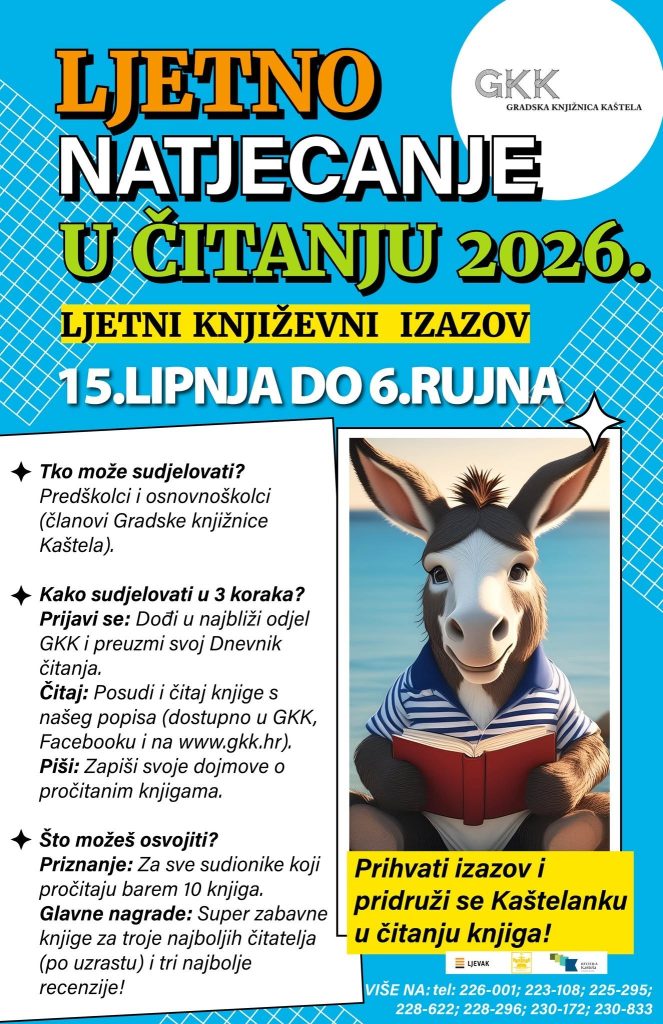 Ljetni Književni čitateljski Izazov Gradske Knjižnice Kaštela 2026 Gkk