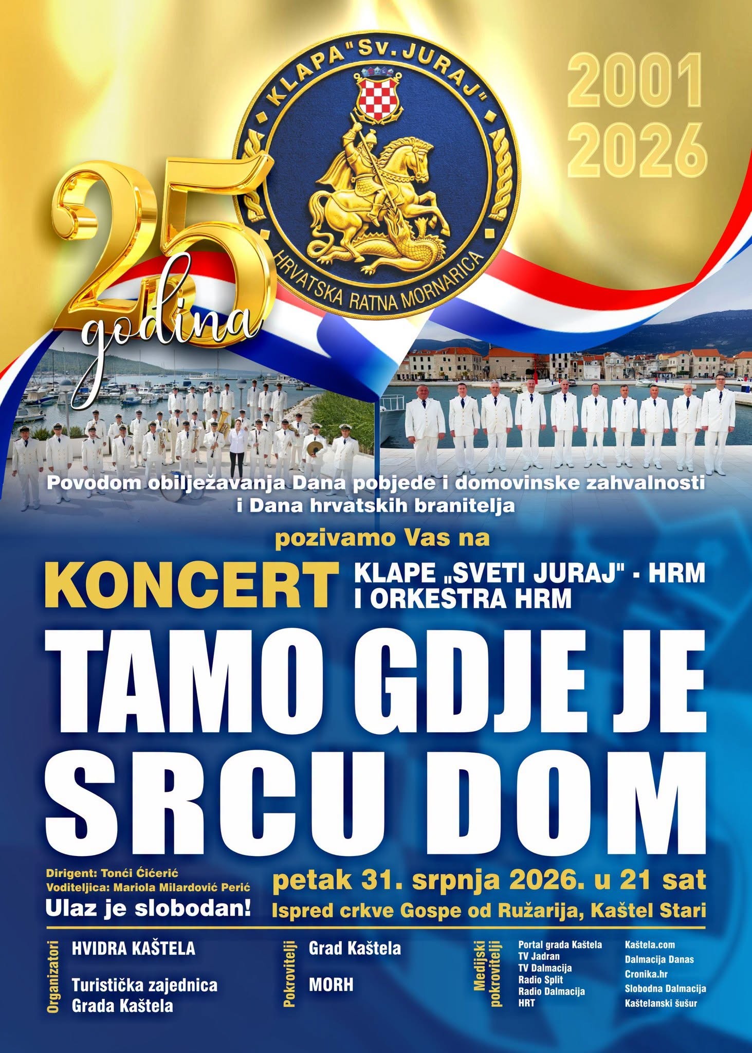 KONCERT KLAPE SV. JURAJ HRM I ORKESTRA HRM-a – Ispred župne crkve Gospe od Ružarija, Kaštel Stari