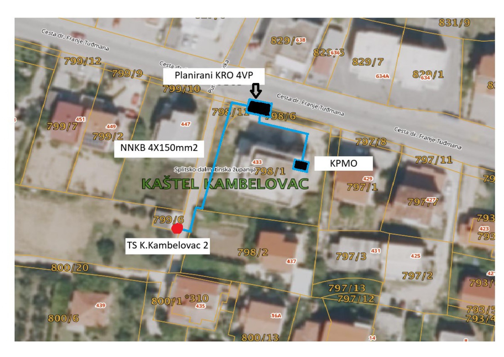 Južni odvojak Ceste dr. Franje Tuđmana u Kaštel Kambelovcu: radovi na elektroenergetskoj mreži i privremena regulacija prometa