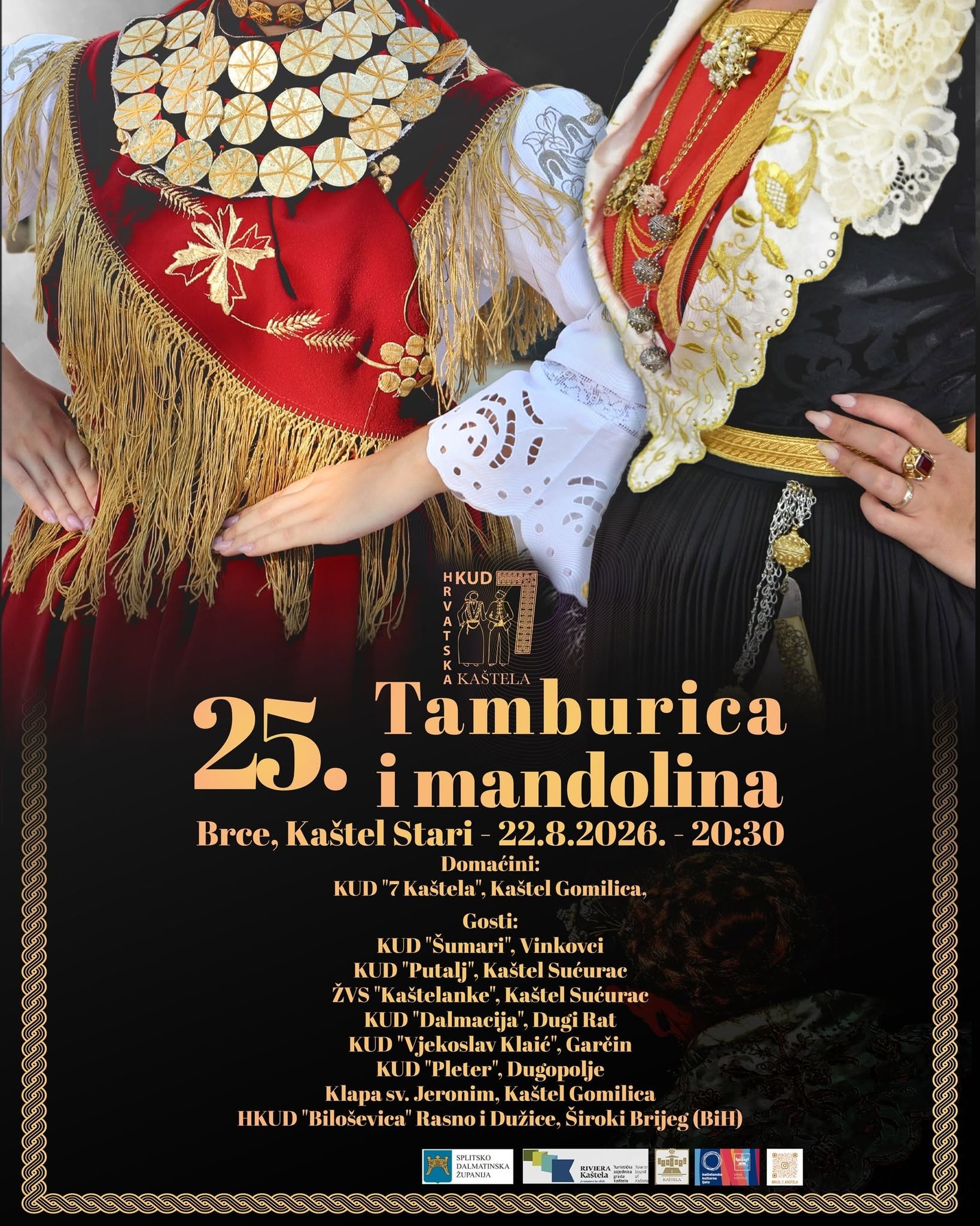 VEČER FOLKLORA: TAMBURICA I MANDOLINA – Godišnji koncert KUD-a 7 Kaštela i gostujućih izvođača – Brce, Kaštel Stari